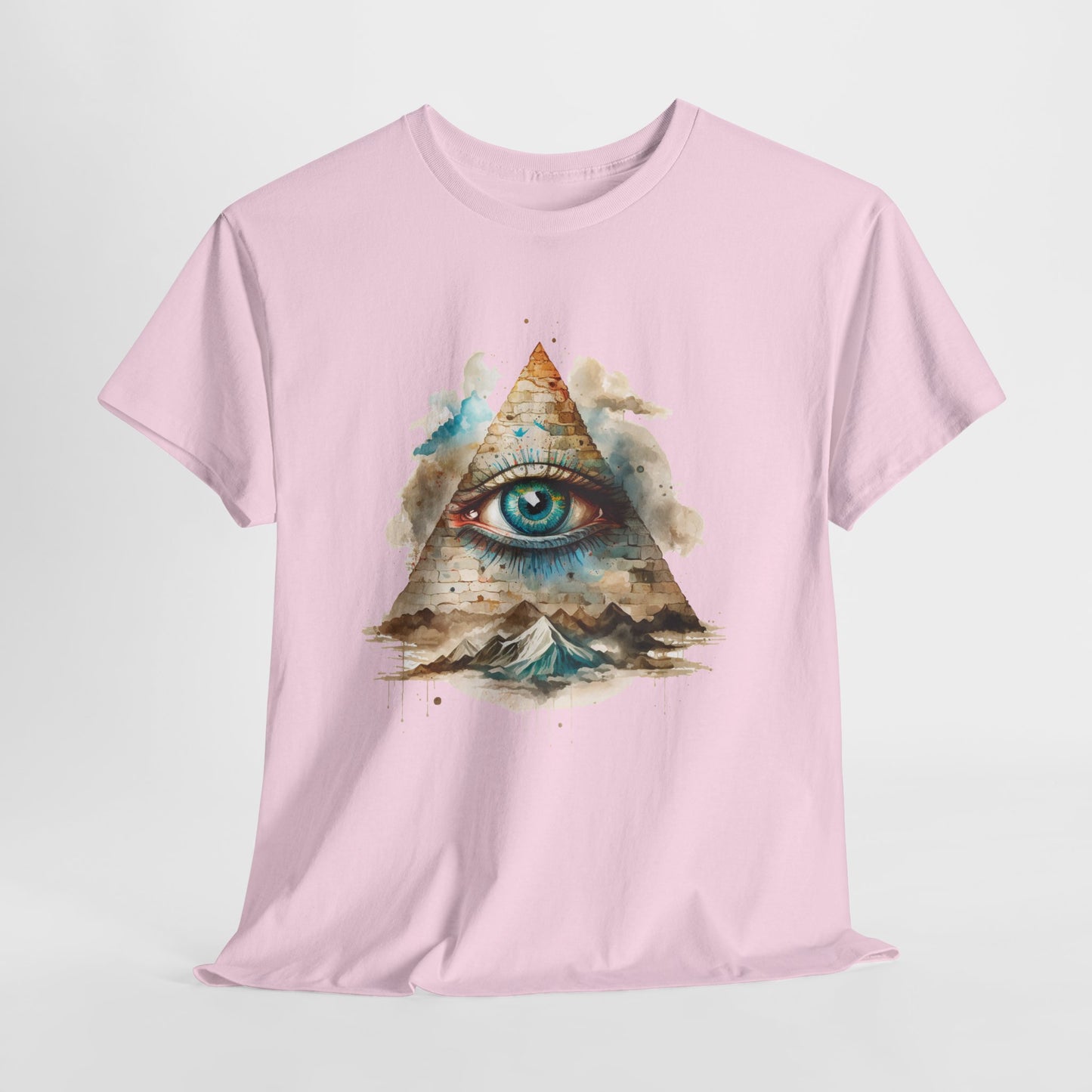 All-Seeing Eye Pyramid T-Shirt - Watercolor Illuminati Aesthetic Tee