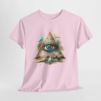 All-Seeing Eye Pyramid T-Shirt - Watercolor Illuminati Aesthetic Tee