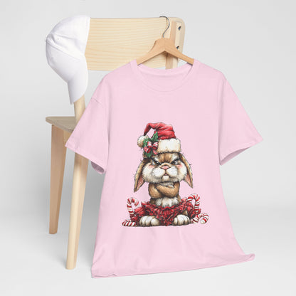 Grumpy Christmas Bunny T-Shirt - Santa Hat Rabbit in Red Tutu Tee