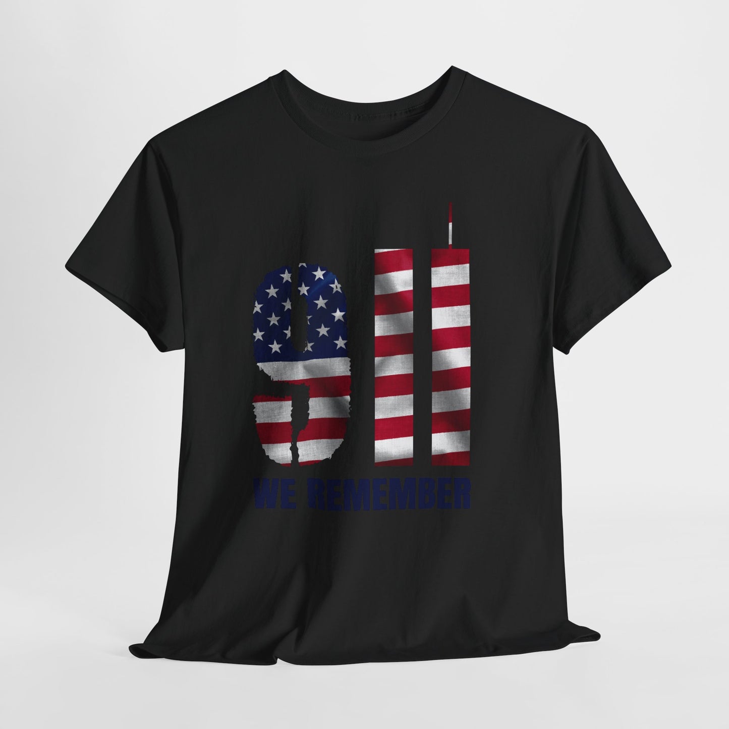 9/11 We Remember T-Shirt - American Flag Twin Towers Memorial Tee
