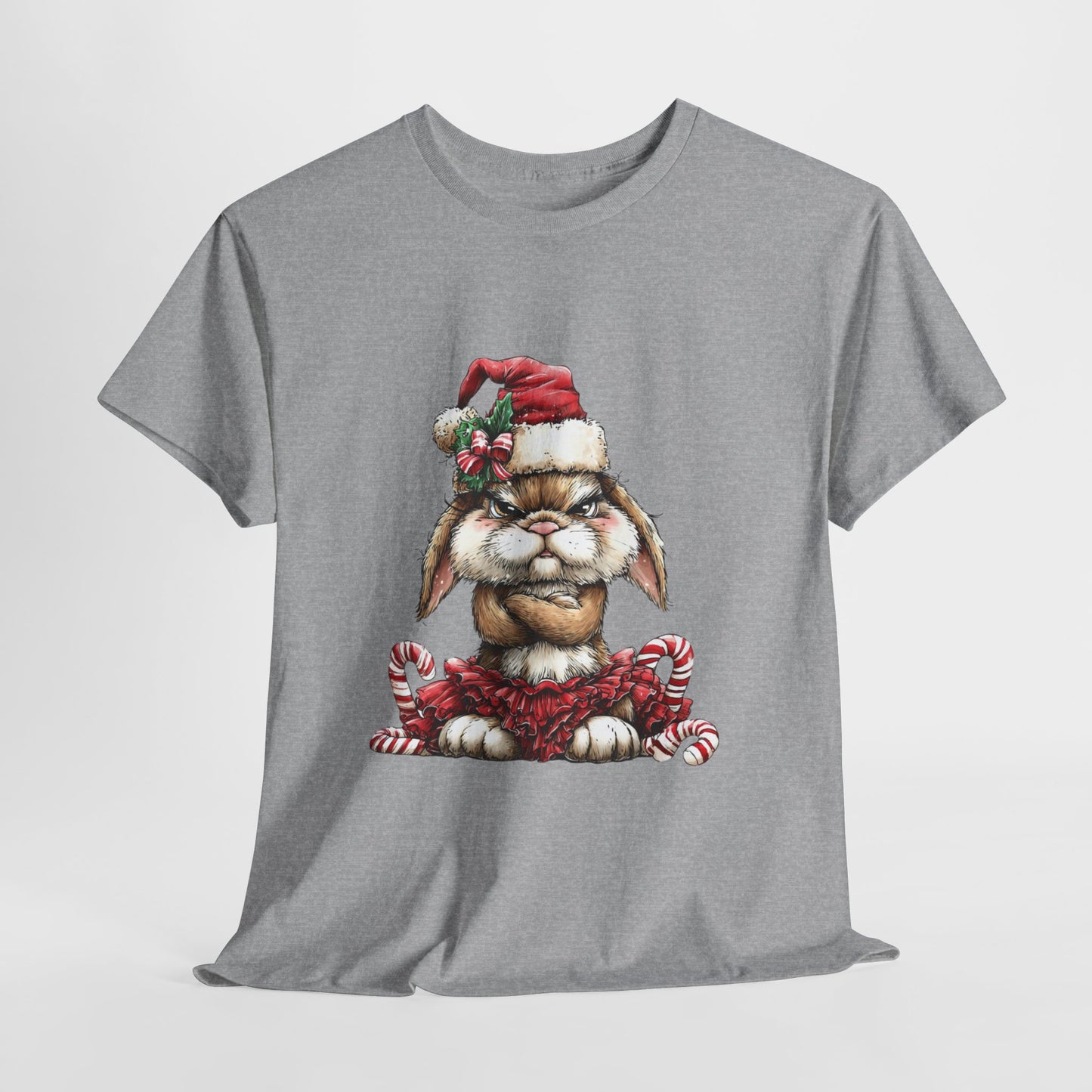 Grumpy Christmas Bunny T-Shirt - Santa Hat Rabbit in Red Tutu Tee