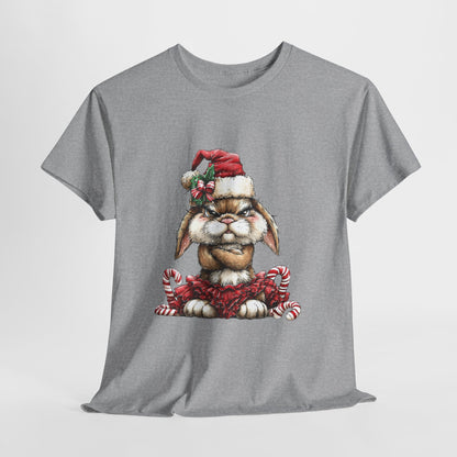 Grumpy Christmas Bunny T-Shirt - Santa Hat Rabbit in Red Tutu Tee