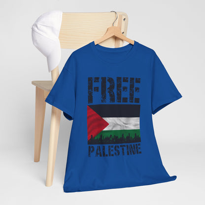 Palästinensisches Flaggen-Shirt mit Stadt-Skyline - Free Palestine Tee, Urban Grunge Protest T-Shirt für Aktivisten &amp; Menschenrechtsunterstützer