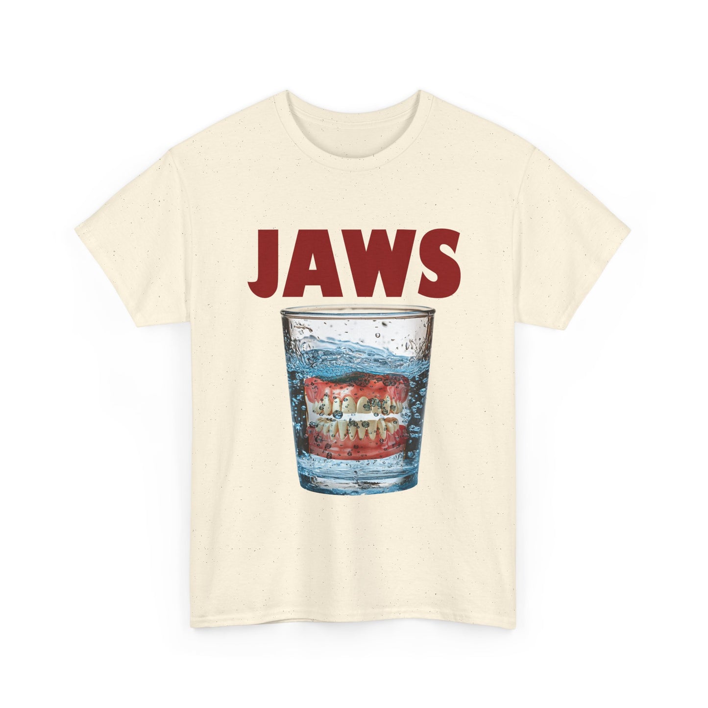 JAWS Parody - Funny Denture in Water Glass T-Shirt for Movie & Humor Fans