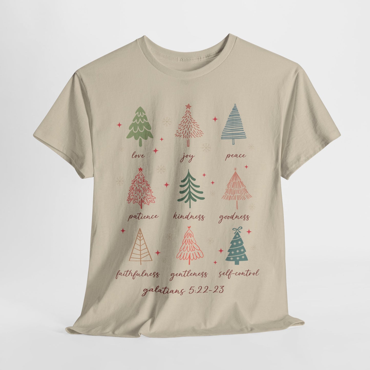 Fruits of the Spirit Christmas T-Shirt - Galatians 5:22-23 Faith Tee