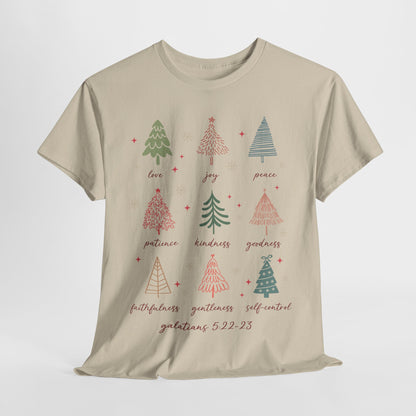 Fruits of the Spirit Christmas T-Shirt - Galatians 5:22-23 Faith Tee