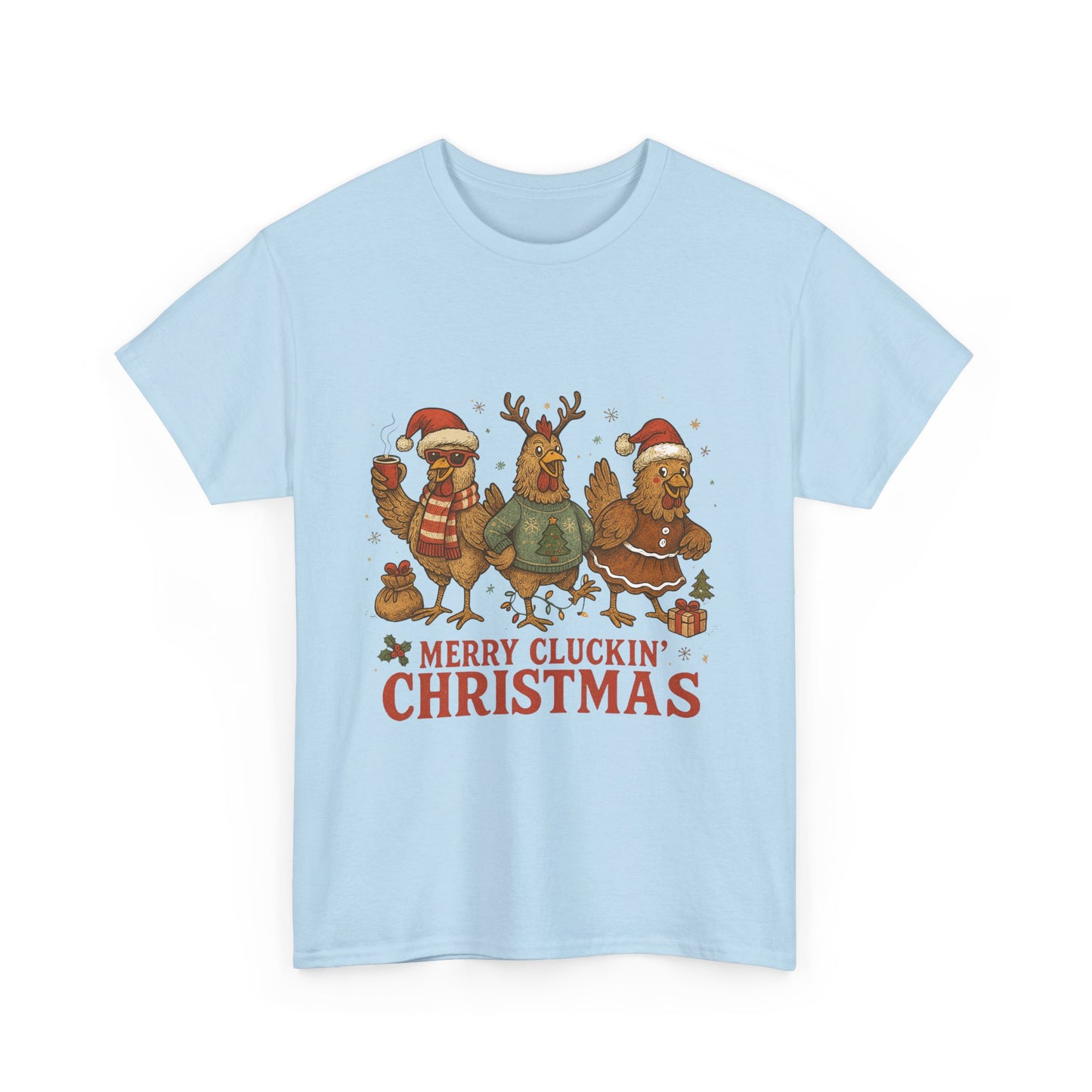 Merry Cluckin' Christmas Chicken T-Shirt - Funny Holiday Farm Tee