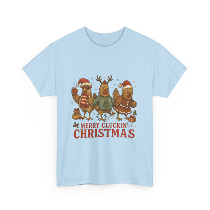 Merry Cluckin' Christmas Chicken T-Shirt - Funny Holiday Farm Tee