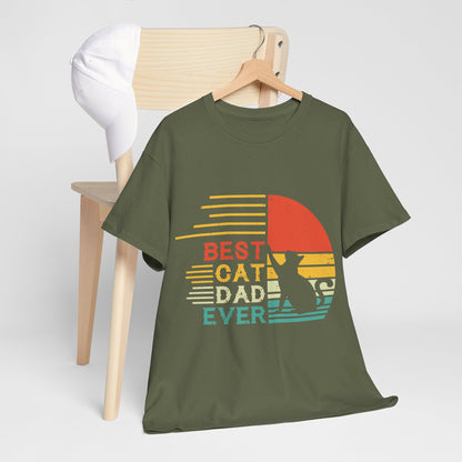Best Cat Dad Ever Shirt - Retro Funny Cat Dad Tee for Men