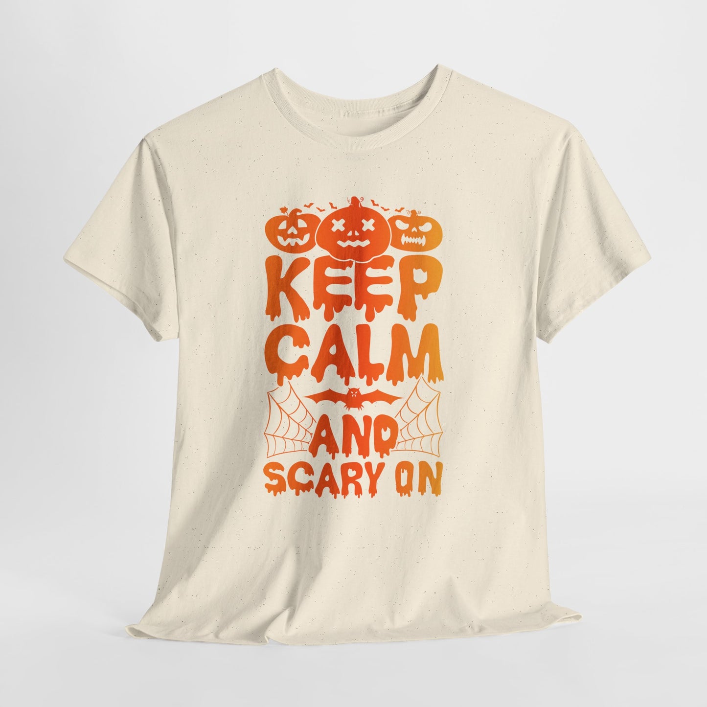 Keep Calm and Scary On - Halloween T-Shirt Pumpkin Bat