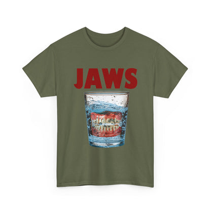 JAWS Parody - Funny Denture in Water Glass T-Shirt for Movie & Humor Fans