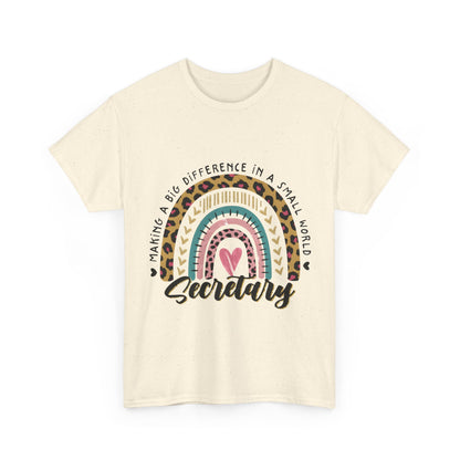 Secretary Rainbow Shirt - Cute Leopard Print Office Tee for Secretaries, Glam Animal Print Heart Gift, Boho Office Assistant T-Shirt