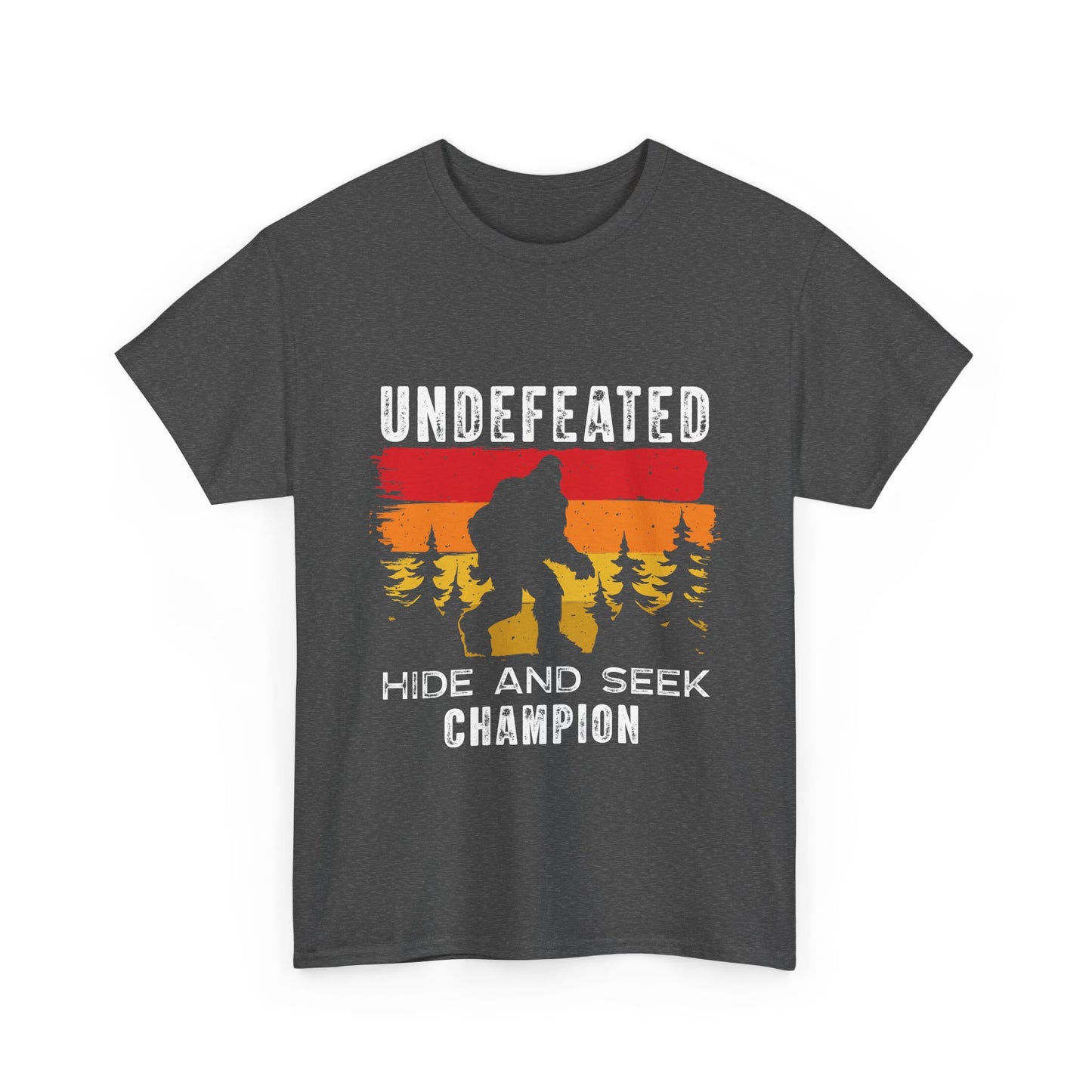 Undefeated Hide and Seek Champion Bigfoot T-Shirt - Retro Sunset Tee