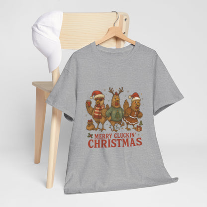 Merry Cluckin' Christmas Chicken T-Shirt - Funny Holiday Farm Tee