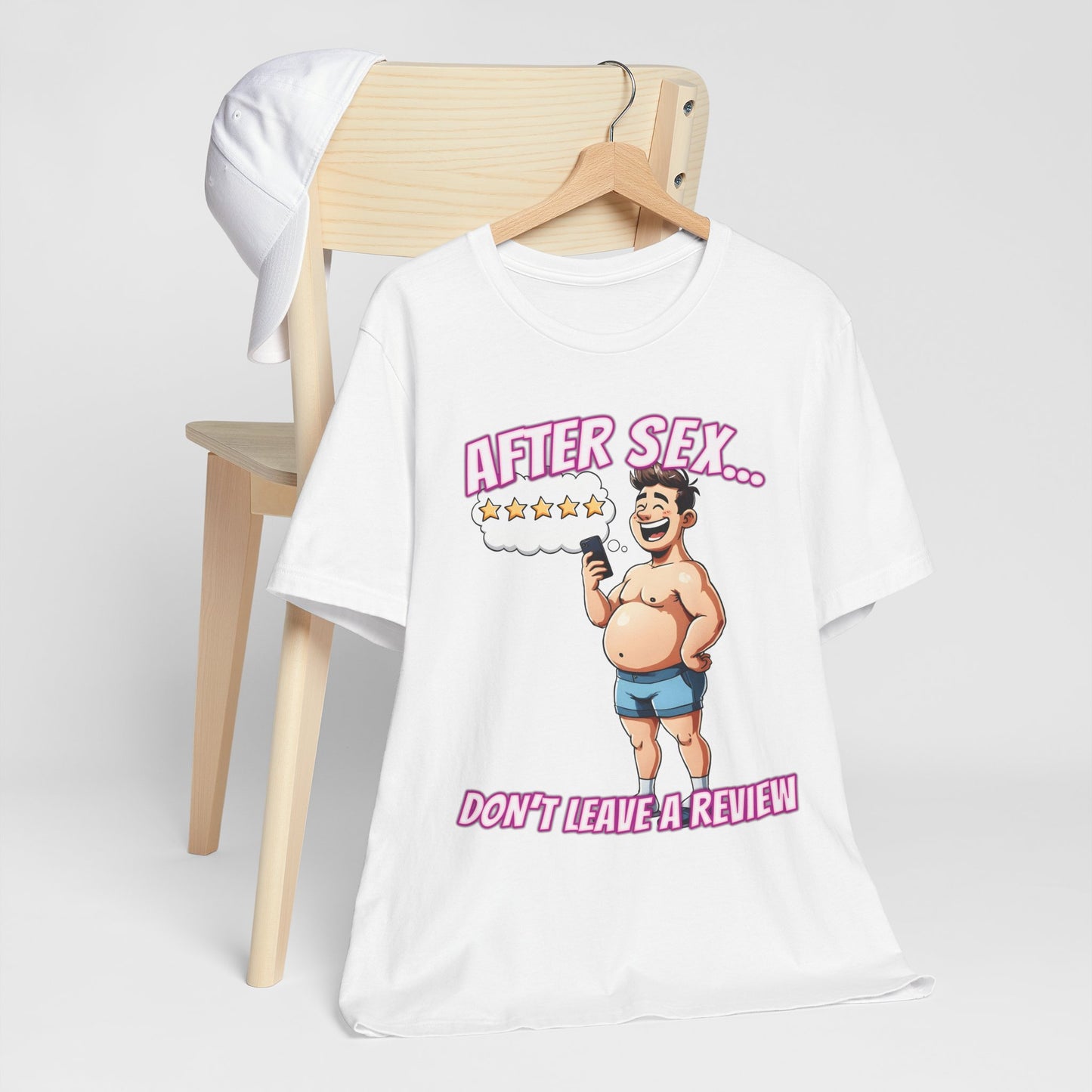 After Sex Don't Leave a Review Shirt - Funny 5 Star Guy Cartoon Tee - Sarcastic Dating Humor T-Shirt for Men
