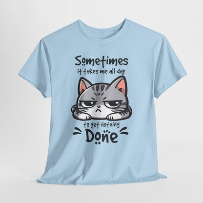 Faules Katzen-Produktivitäts-Shirt – Lustiges Grumpy-Cat-T-Shirt für Homeoffice-Tage