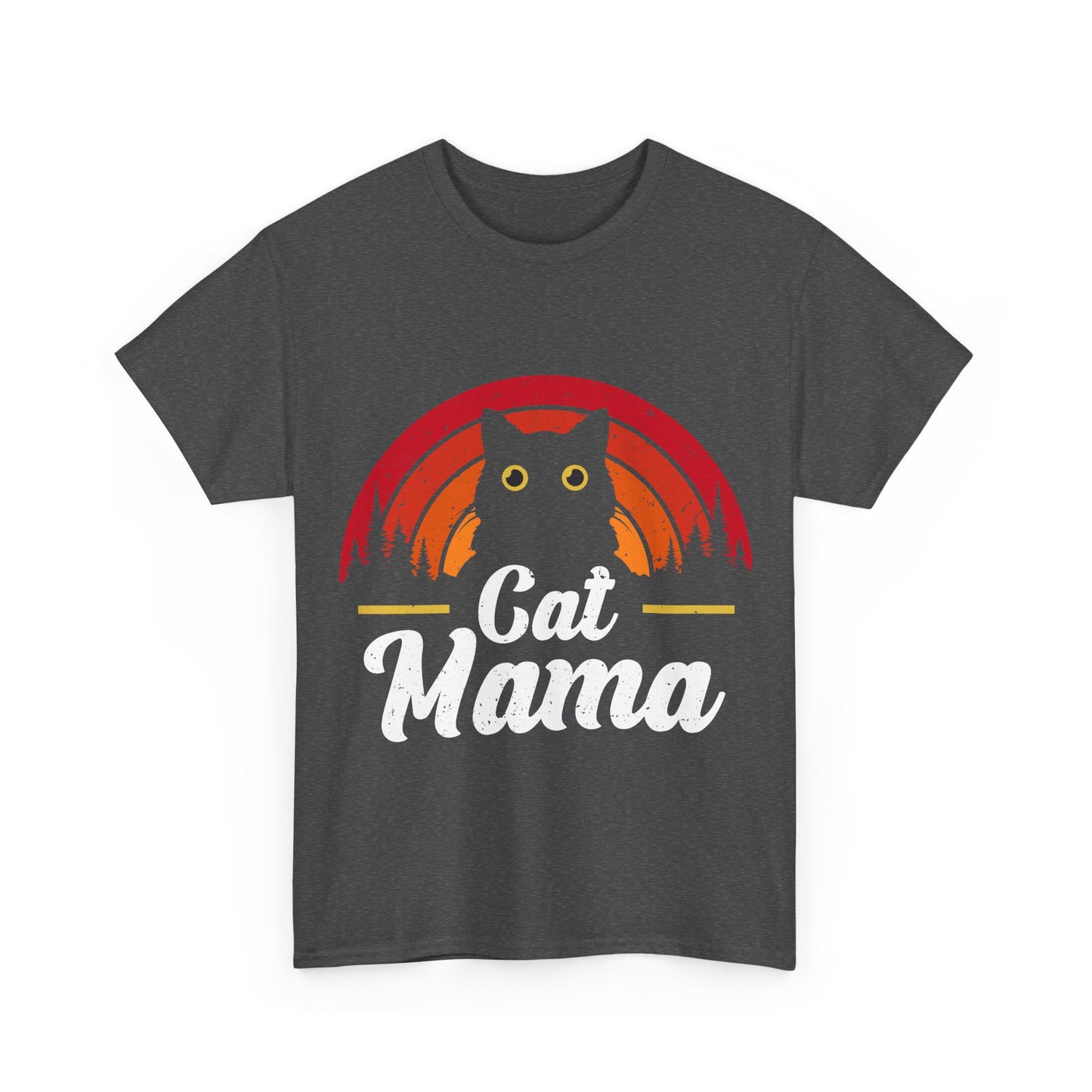 Cat Mama T-Shirt - Retro Sunset Cat Mom Tee