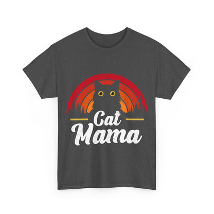 Cat Mama T-Shirt - Retro Sunset Cat Mom Tee