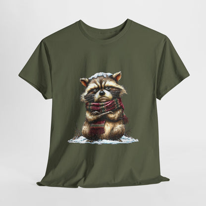 Grumpy Winter Raccoon Shirt - Funny Cozy Scarf Trash Panda Tee