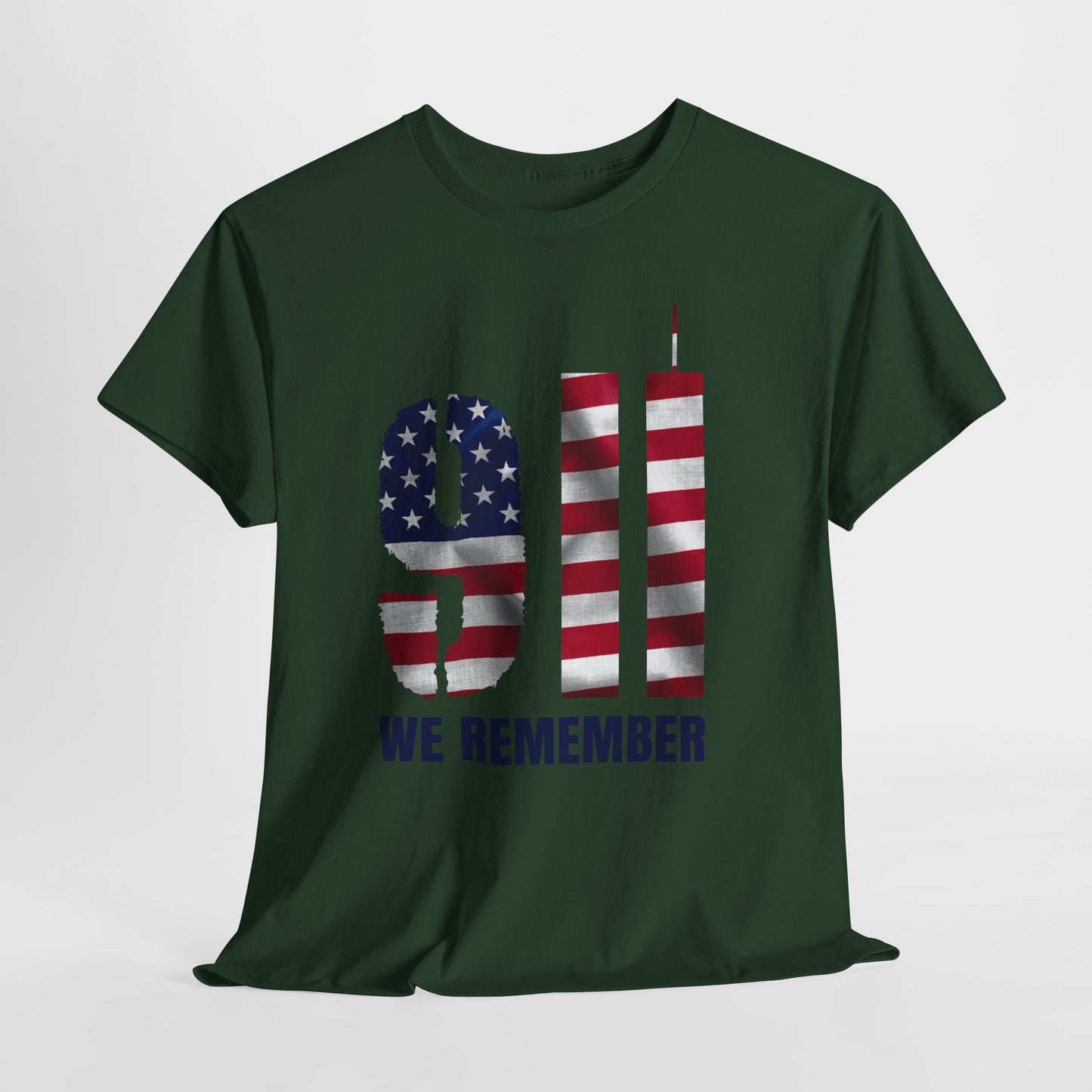 9/11 We Remember T-Shirt - American Flag Twin Towers Memorial Tee