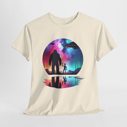 Koszulka z motywem przyjaźni Wielkiej Stopy i Obcych – Retro Vaporwave Galaxy UFO