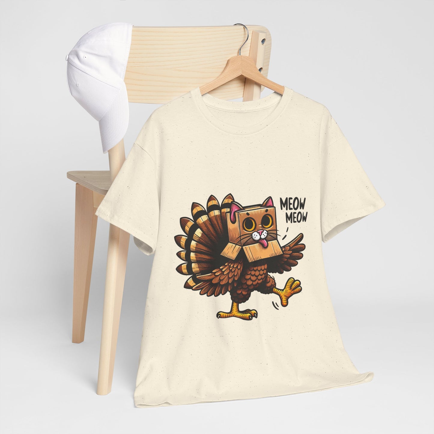 Funny Turkey Cat T-Shirt - Thanksgiving Meow Meow Cat Lover Tee
