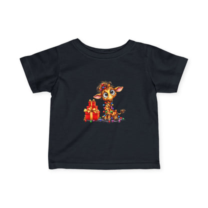 Baby Giraffe Christmas Lights Infant T-Shirt – Cute Holiday Tee
