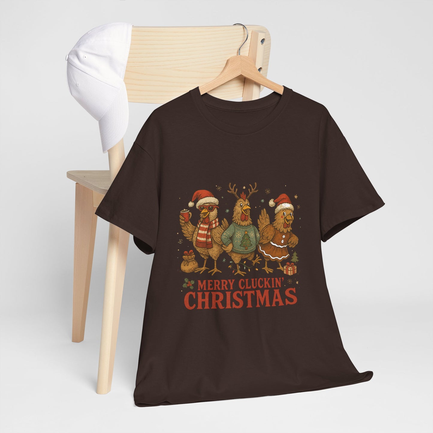 Merry Cluckin' Christmas Chicken T-Shirt - Funny Holiday Farm Tee