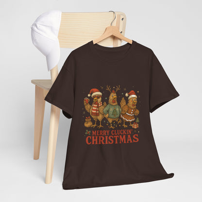 Merry Cluckin' Christmas Chicken T-Shirt - Funny Holiday Farm Tee