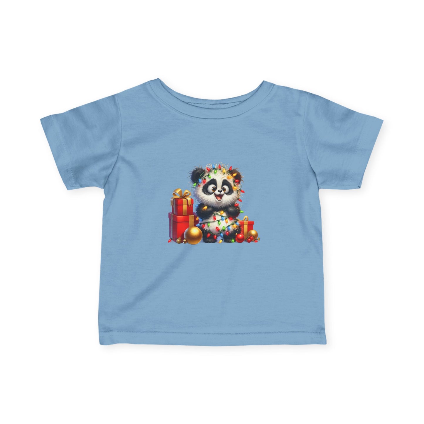Baby Panda Christmas Lights Infant T-Shirt – Cute Holiday Outfit