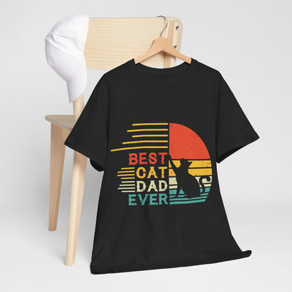 Best Cat Dad Ever Shirt - Retro Funny Cat Dad Tee for Men