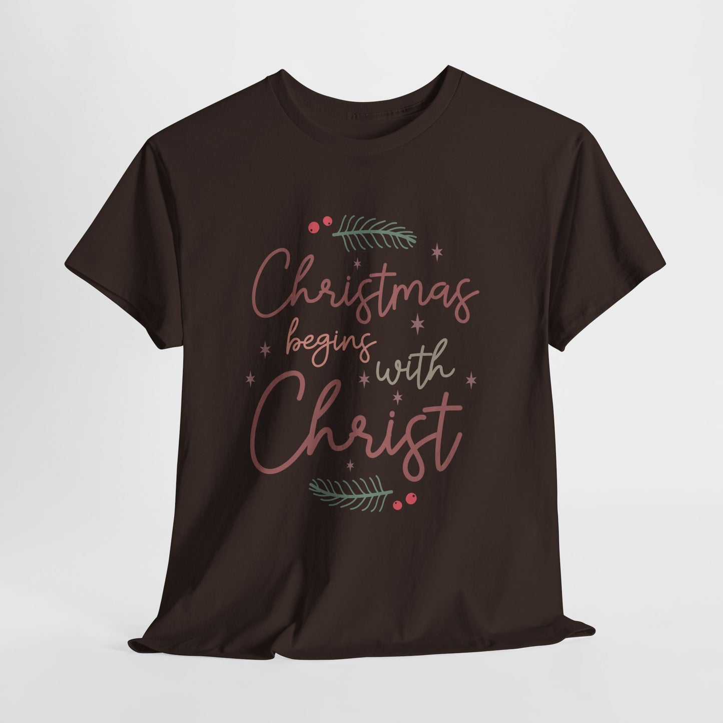 Christmas Begins with Christ Shirt - Hand-Lettered Nativity Faith Gift