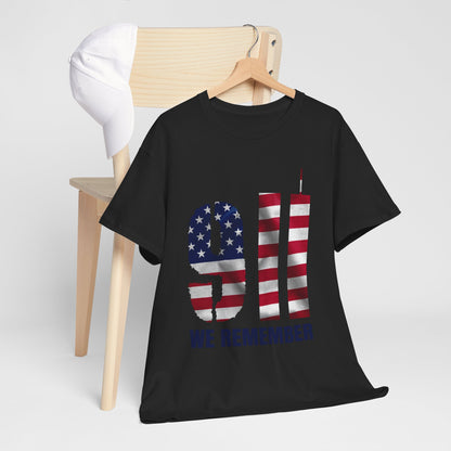 9/11 We Remember T-Shirt - American Flag Twin Towers Memorial Tee