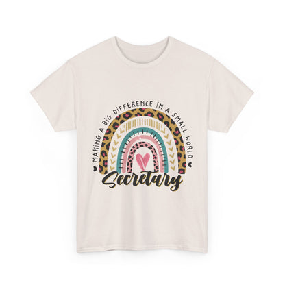 Secretary Rainbow Shirt - Cute Leopard Print Office Tee for Secretaries, Glam Animal Print Heart Gift, Boho Office Assistant T-Shirt