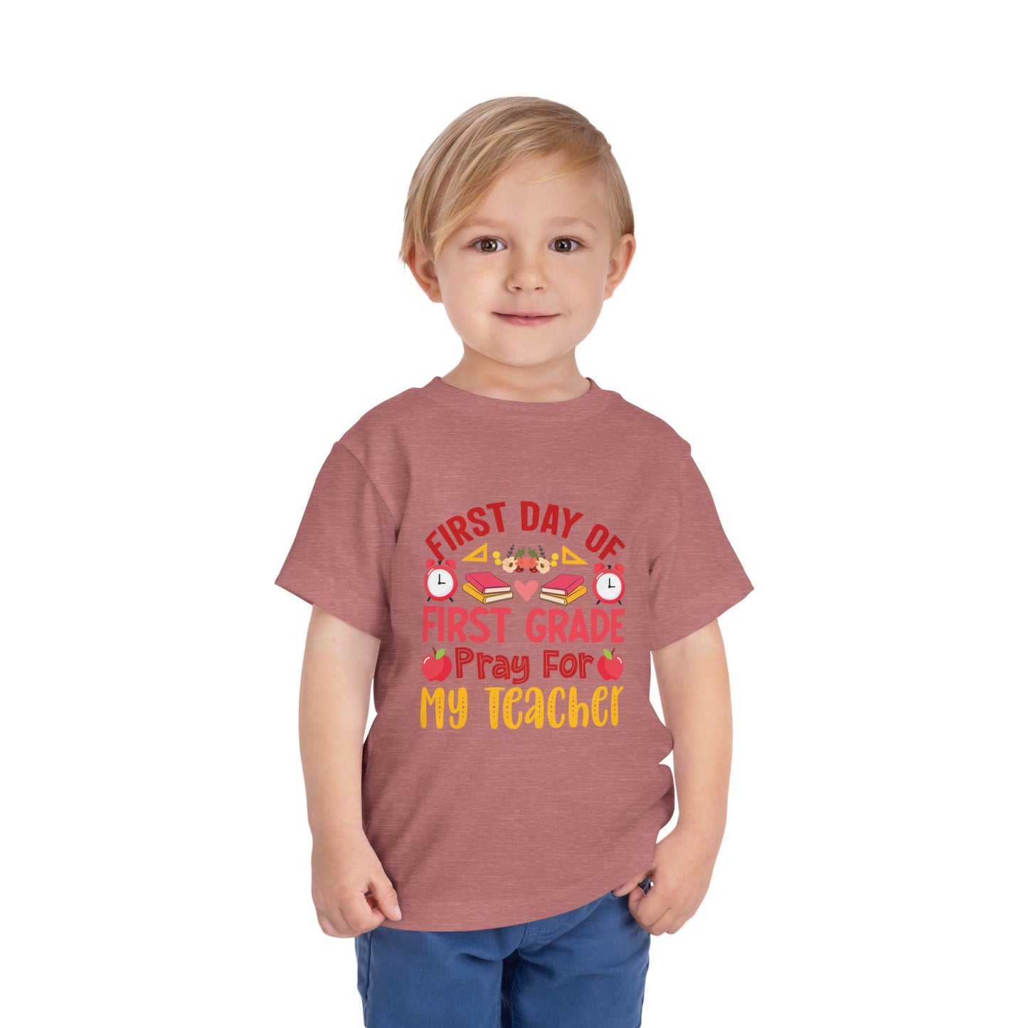 First Day of First Grade Shirt - Funny Toddler Back to School Tee, Pray for My Teacher T-Shirt, 1st Grade Humor Gift