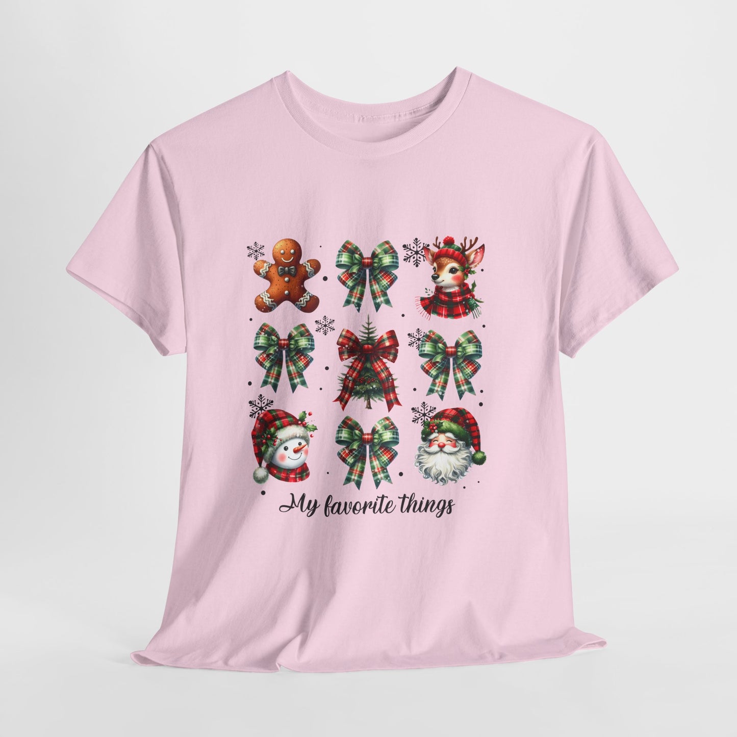 My Favorite Christmas Things Shirt - Plaid Bows Reindeer Gingerbread Tee