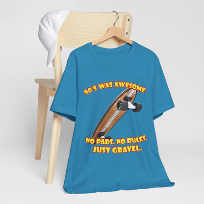 Koszulka do skateboardingu „No Pads No Rules” – koszulka Gravel z lat 90.