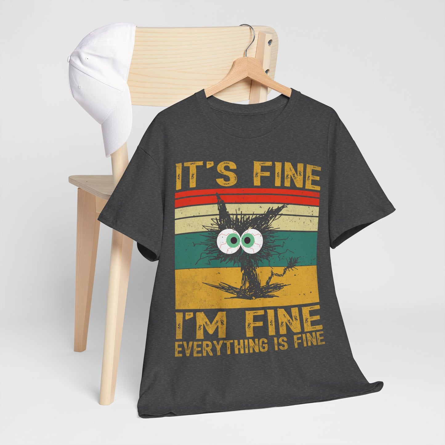 It’s Fine I’m Fine Shirt - Funny Stressed Cat Retro Tee
