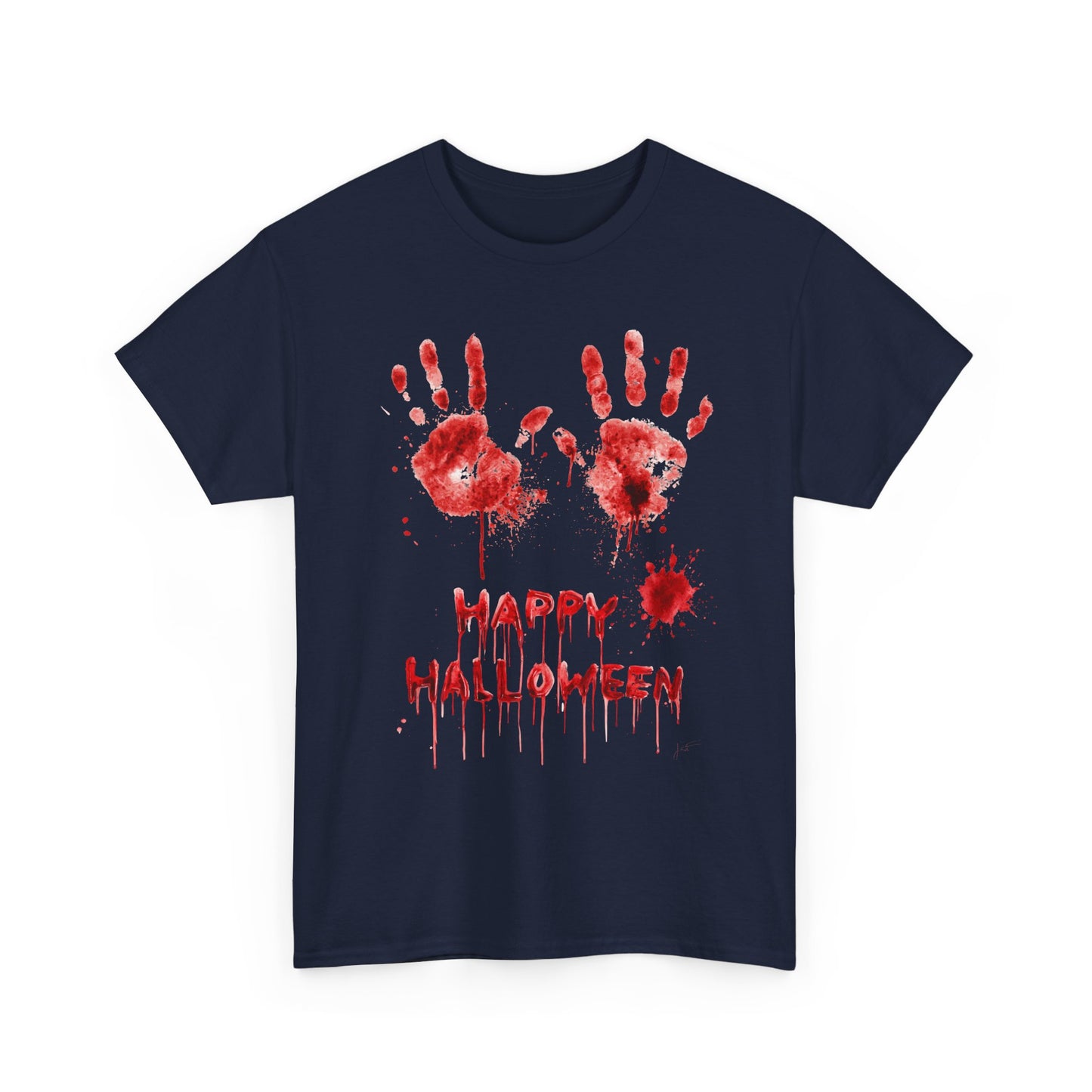 Happy Halloween Blood Handprints T-Shirt - Dripping Horror Tee