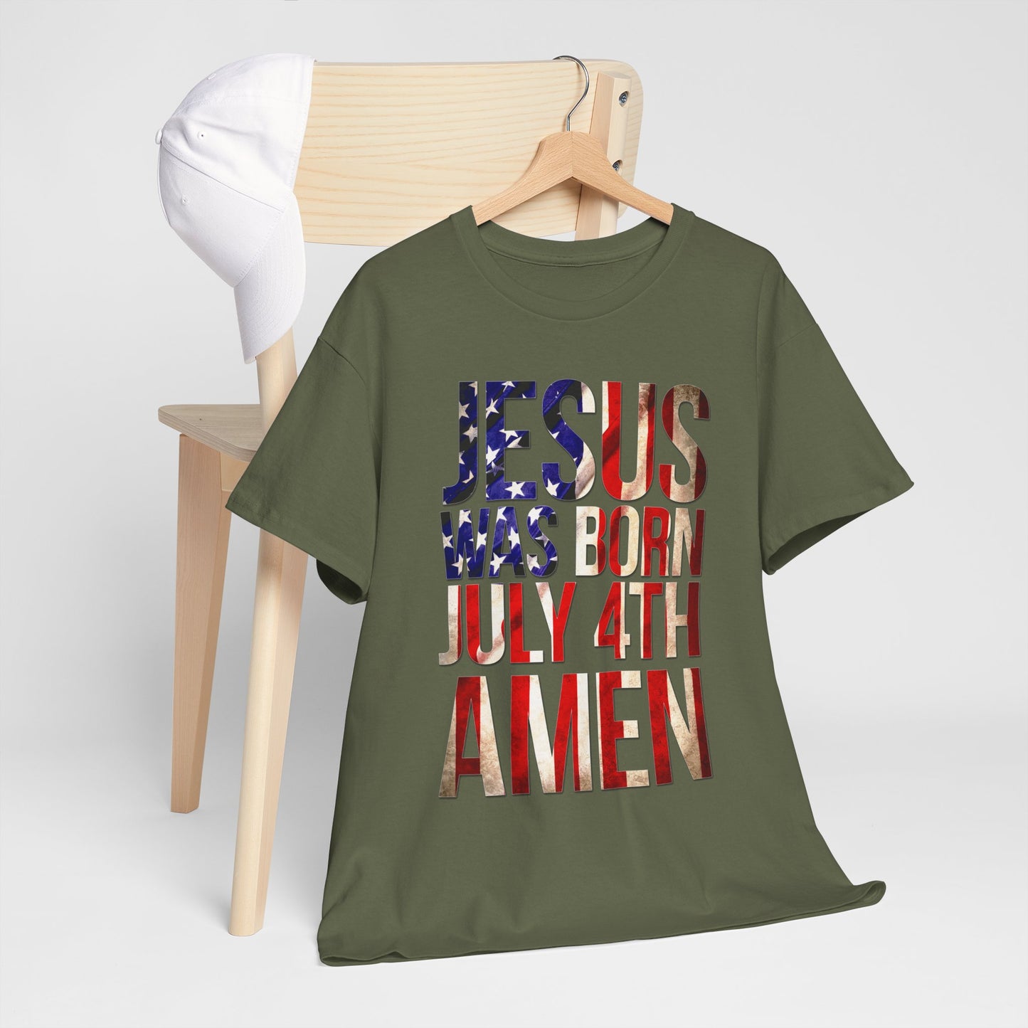 Jesus Was Born July 4th T-Shirt | Patriotic Christian 4th of July Tee