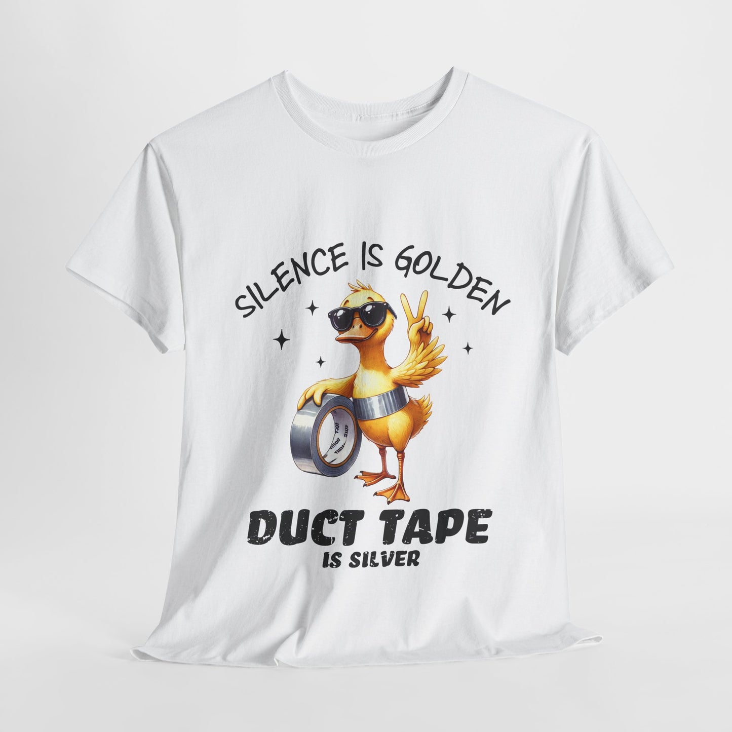Silence Is Golden Duct Tape T-Shirt - Funny Duck Tee