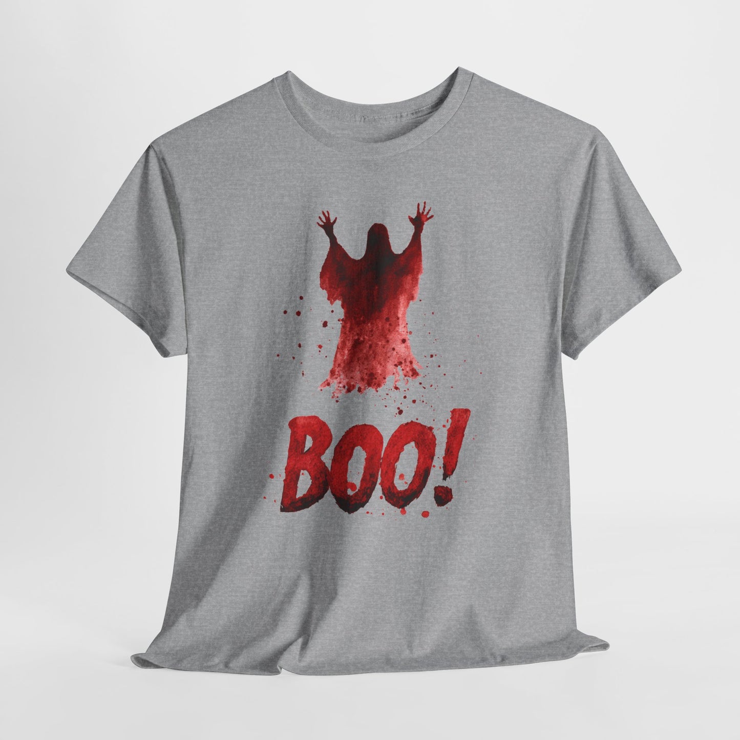 Boo Ghost Halloween T-Shirt - Red Spirit Blood Splatter Horror Tee