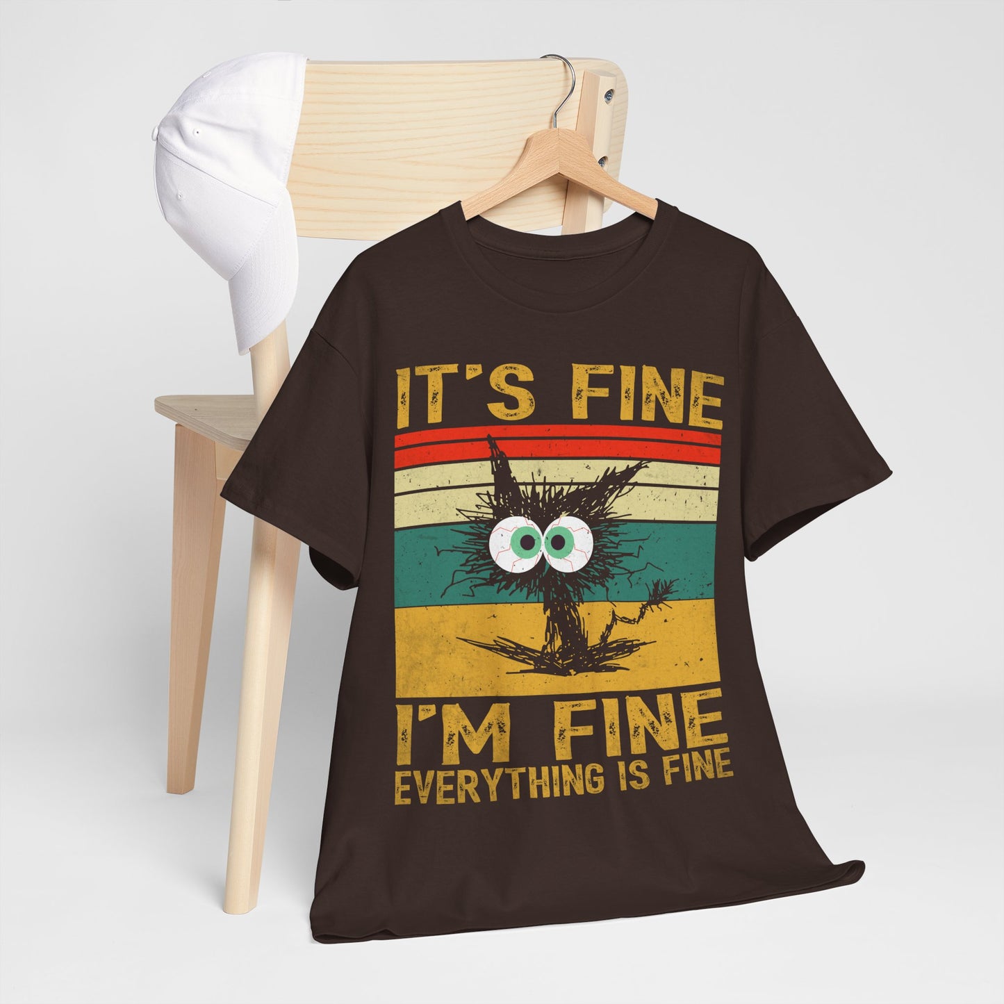 It’s Fine I’m Fine Shirt - Funny Stressed Cat Retro Tee