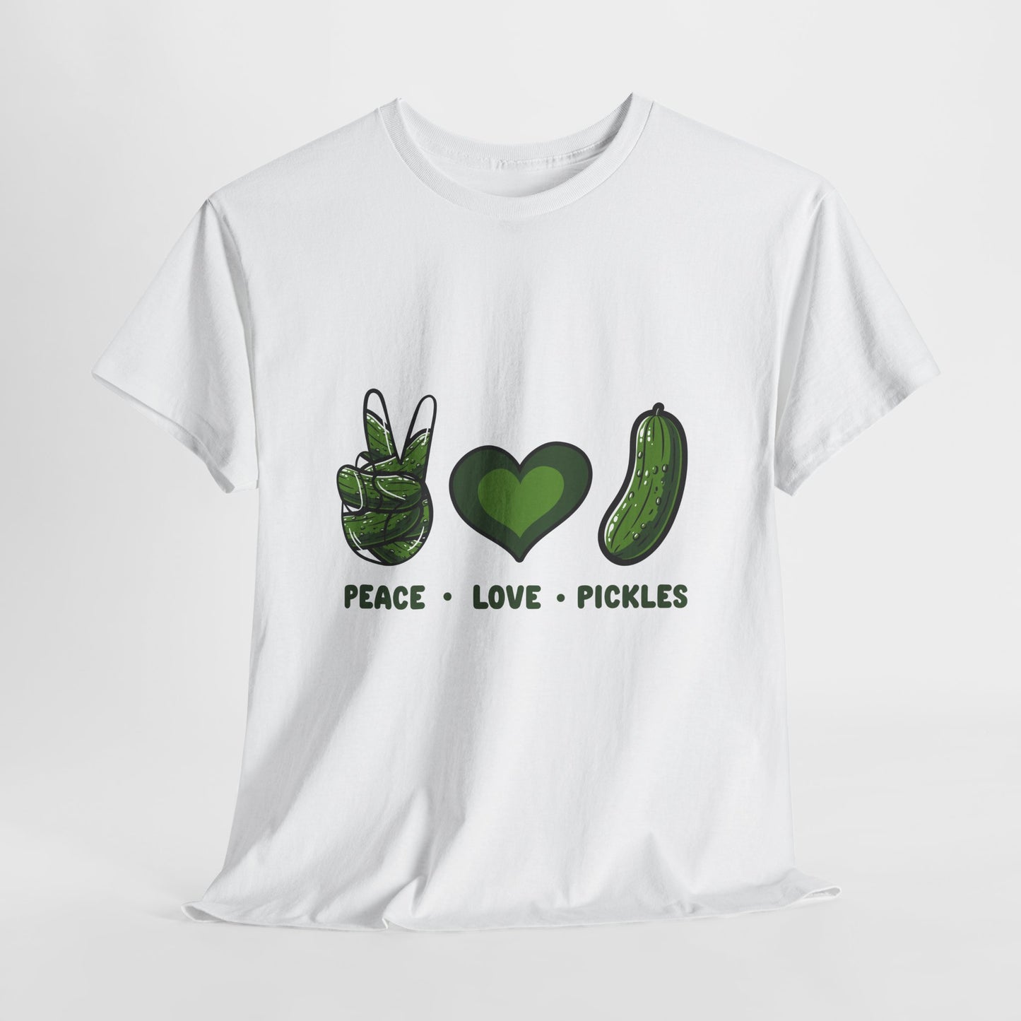 Peace Love Pickles Shirt - Funny Pickle Lover Gift, Retro Cucumber T-Shirt for Women & Men, Foodie Snack Tee with Hippie Vibes