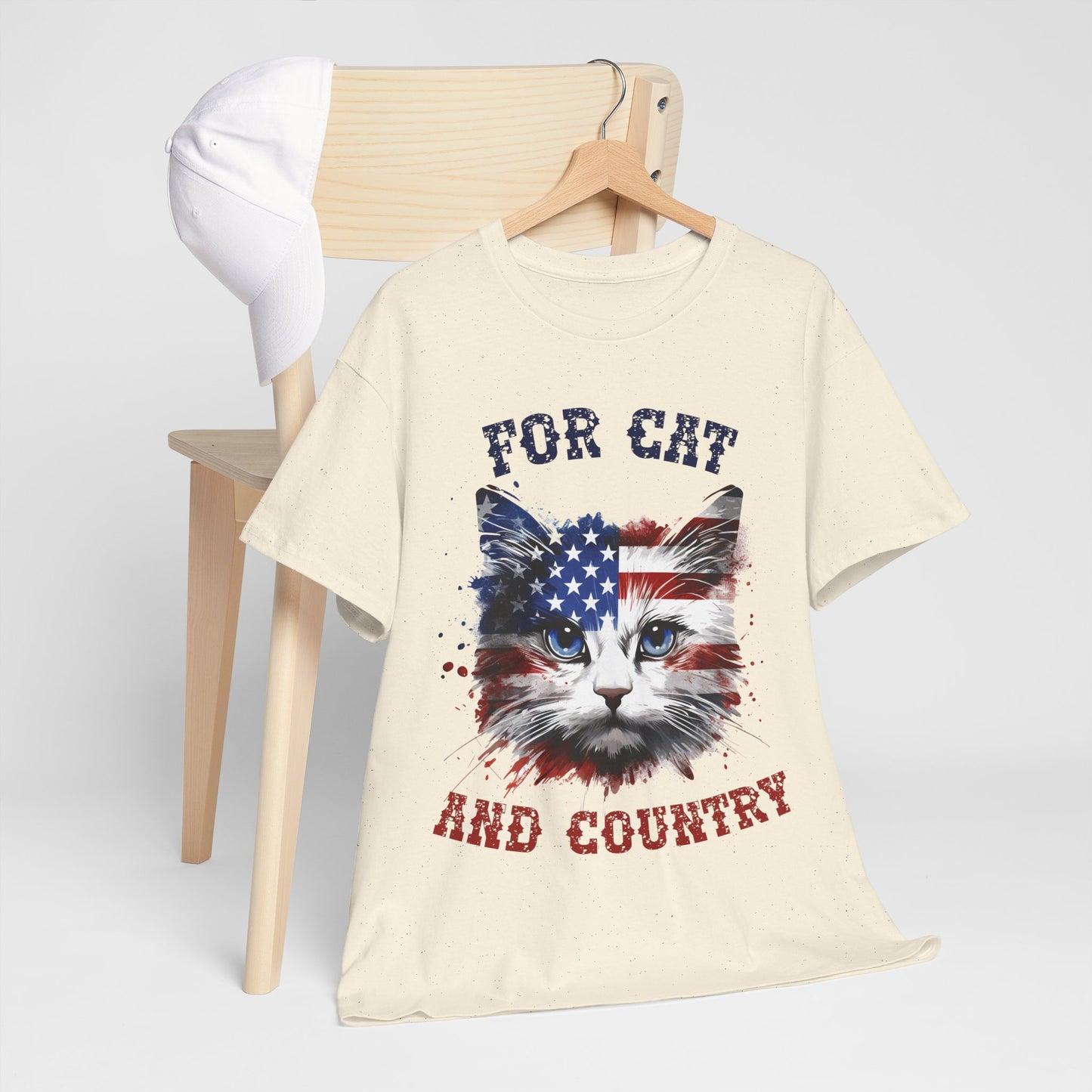 For Cat and Country Shirt - Patriotic USA Flag Cat Tee