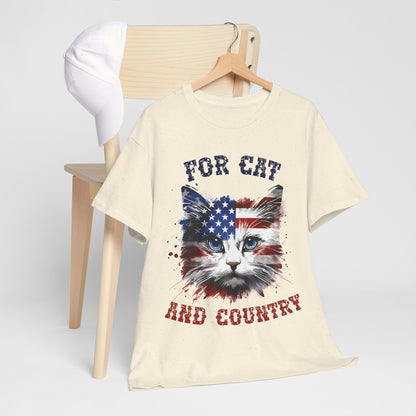 For Cat and Country Shirt - Patriotic USA Flag Cat Tee