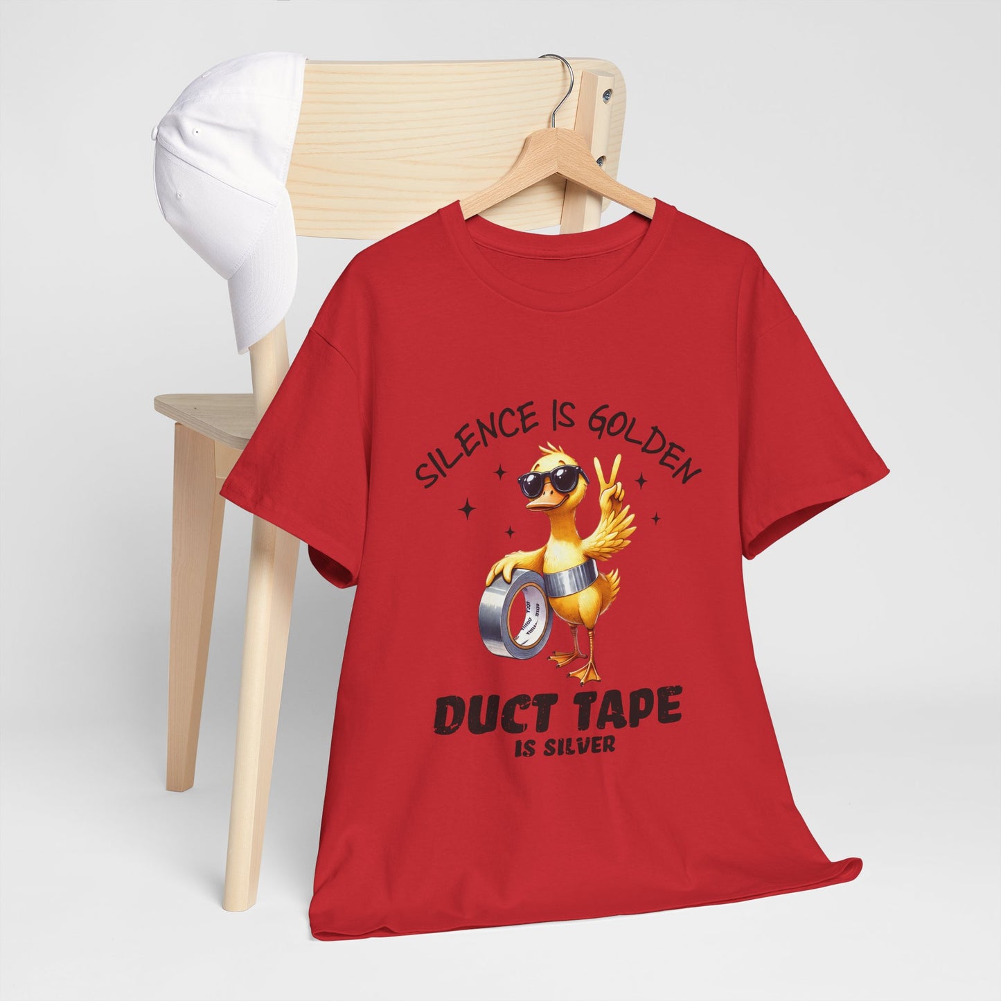 Silence Is Golden Duct Tape T-Shirt - Funny Duck Tee