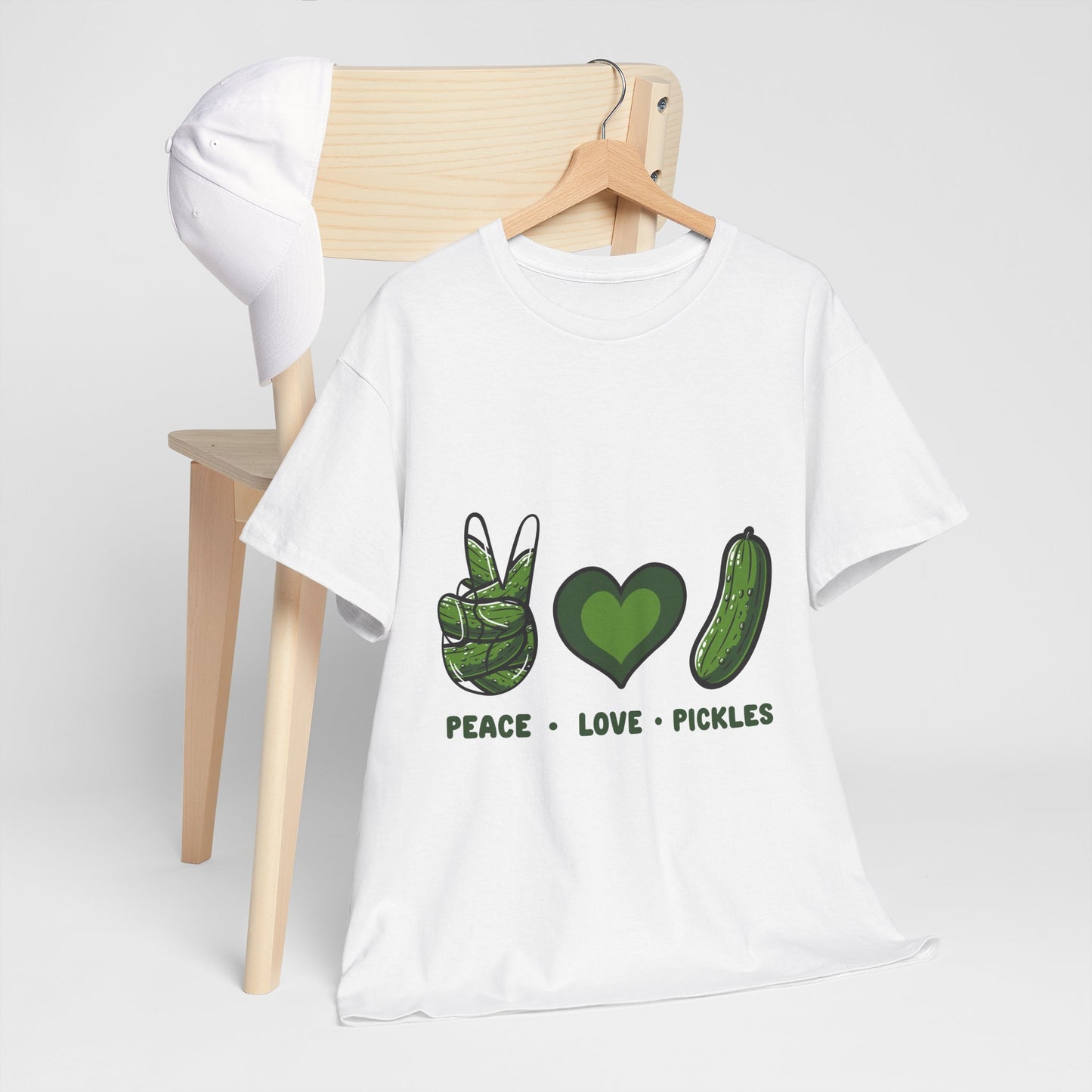 Peace Love Pickles Shirt - Funny Pickle Lover Gift, Retro Cucumber T-Shirt for Women & Men, Foodie Snack Tee with Hippie Vibes