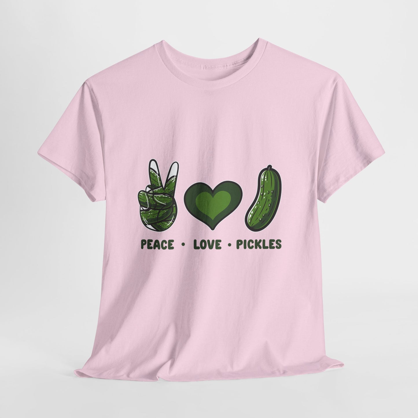 Peace Love Pickles Shirt - Funny Pickle Lover Gift, Retro Cucumber T-Shirt for Women & Men, Foodie Snack Tee with Hippie Vibes