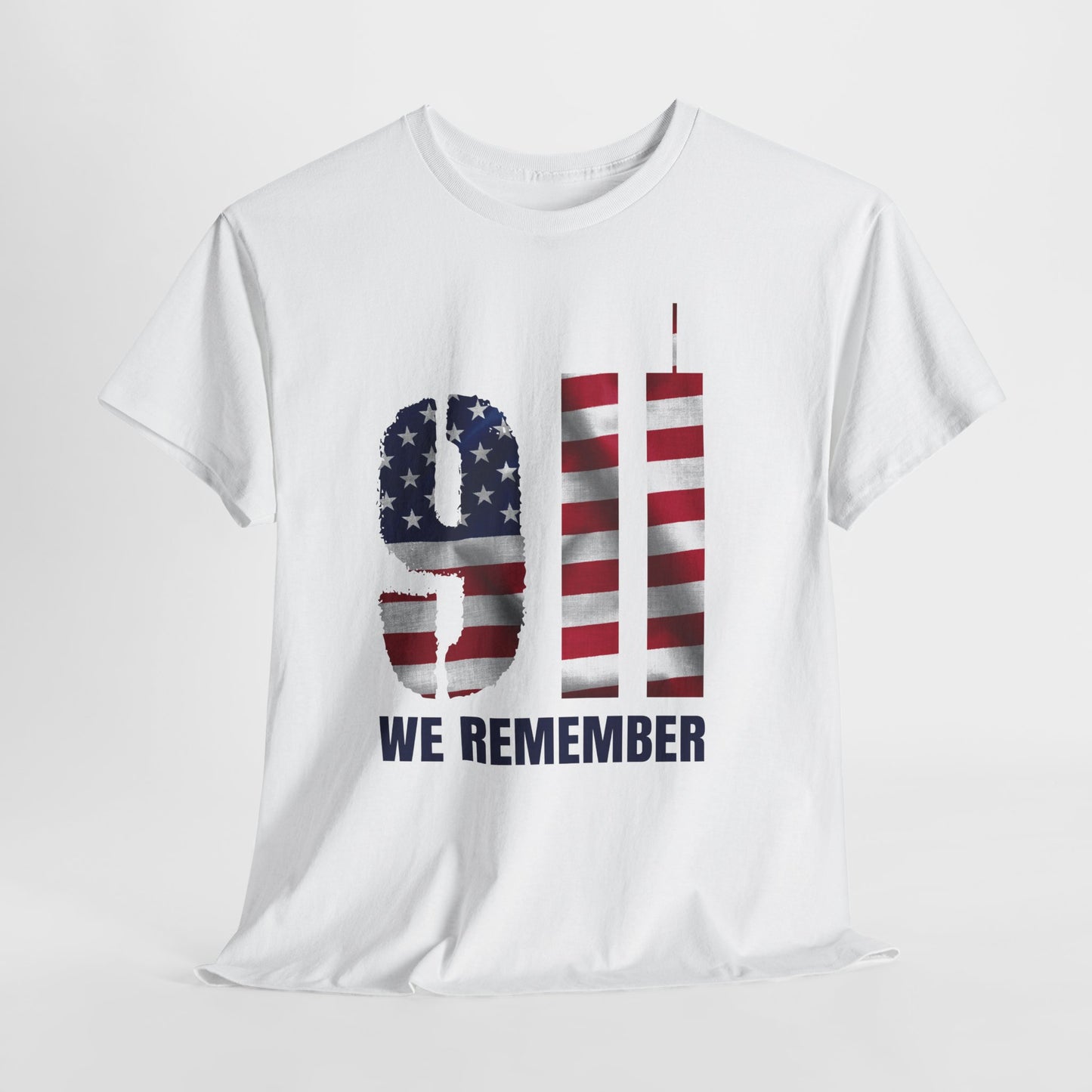 9/11 We Remember T-Shirt - American Flag Twin Towers Memorial Tee